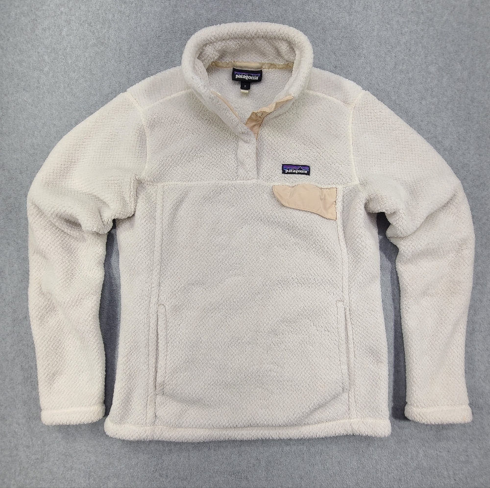 Patagonia Re-Tool Snap-T Pullover Women Medium Raw Linen White X Dye Polartec